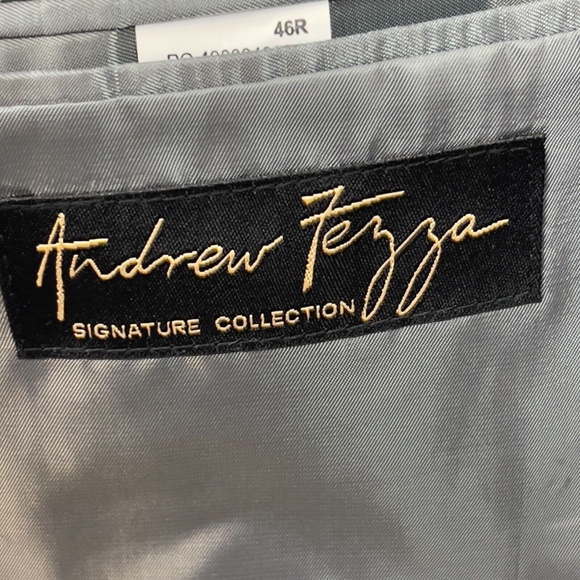 Andrew Fezza Mens 46R Gray Tartan Plaid Sport-Coat Blazer Jacket - Picture 11 of 12